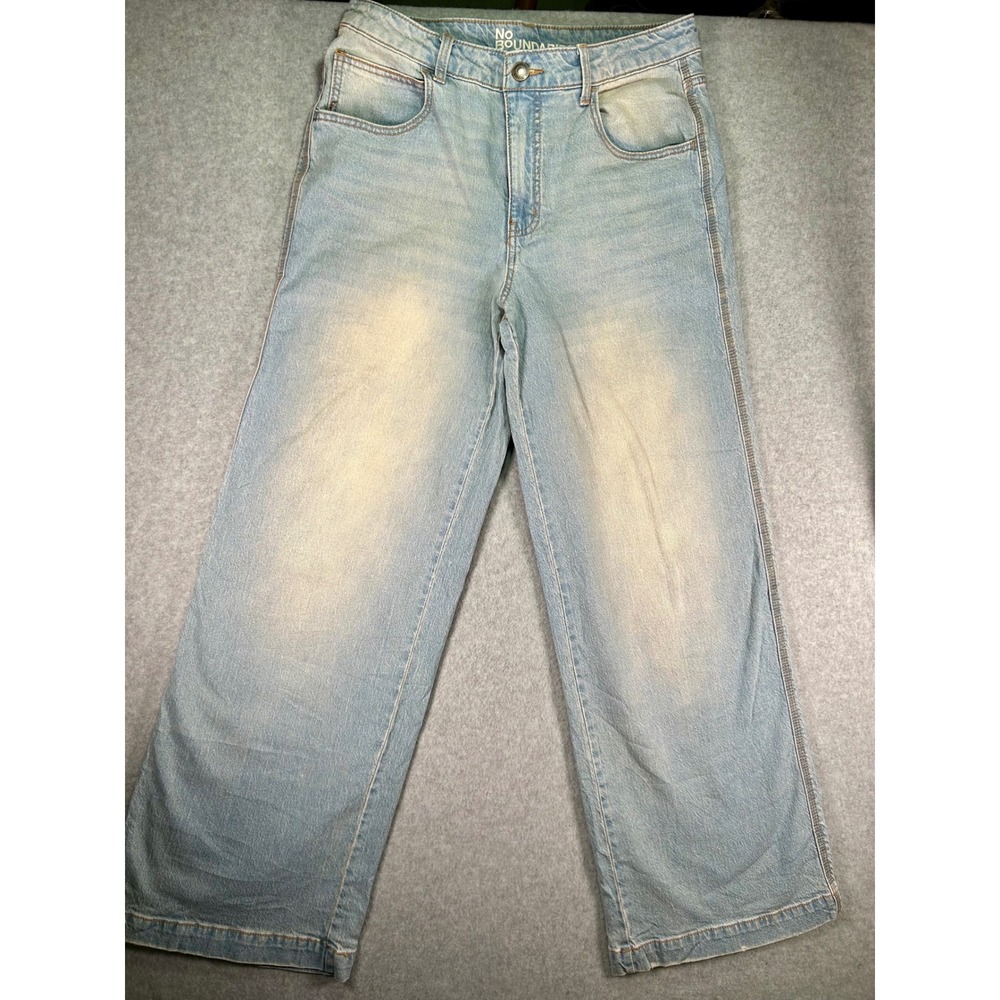No Boundaries Wide Leg Jeans 8 Light Wash Sand Tint High Rise Y2K Grunge Denim